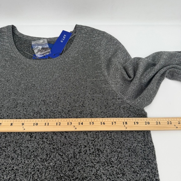 Apt 9 Sweater Women 0X NEW Black Silver Metallic Long Sleeve Knit Pullover Top - Picture 10 of 12